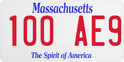 MA license plate 100AE9