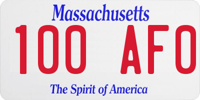 MA license plate 100AF0