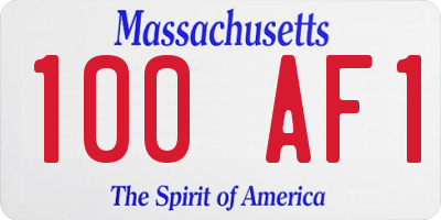 MA license plate 100AF1