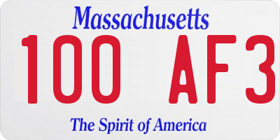 MA license plate 100AF3