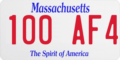 MA license plate 100AF4