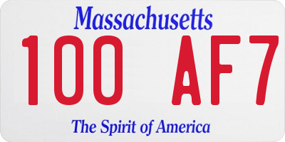 MA license plate 100AF7