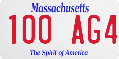 MA license plate 100AG4