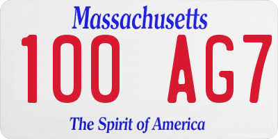 MA license plate 100AG7