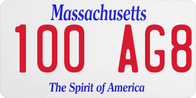 MA license plate 100AG8