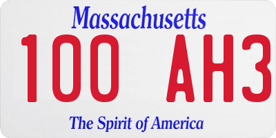 MA license plate 100AH3