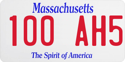 MA license plate 100AH5