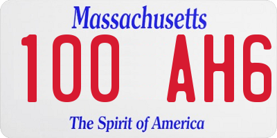 MA license plate 100AH6