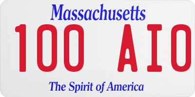 MA license plate 100AI0