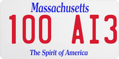 MA license plate 100AI3