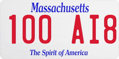 MA license plate 100AI8