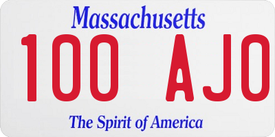 MA license plate 100AJ0