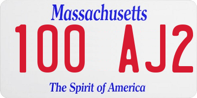 MA license plate 100AJ2