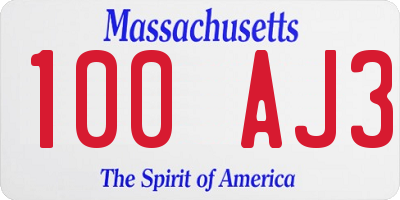 MA license plate 100AJ3