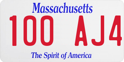 MA license plate 100AJ4