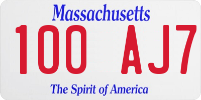 MA license plate 100AJ7