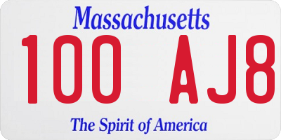 MA license plate 100AJ8