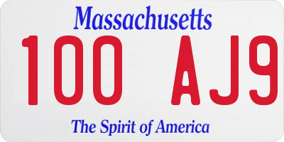 MA license plate 100AJ9