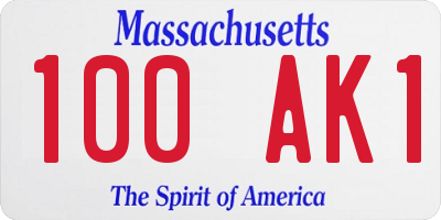 MA license plate 100AK1