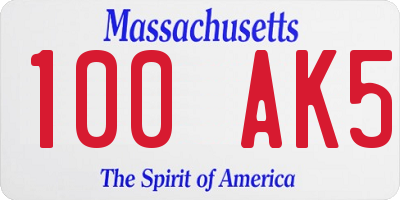 MA license plate 100AK5