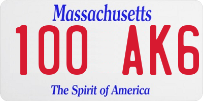 MA license plate 100AK6