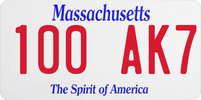 MA license plate 100AK7