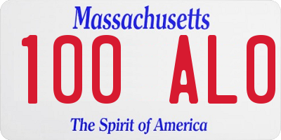 MA license plate 100AL0