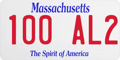 MA license plate 100AL2