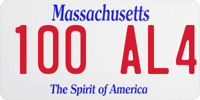 MA license plate 100AL4