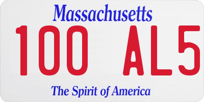 MA license plate 100AL5