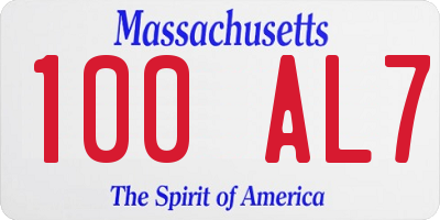 MA license plate 100AL7