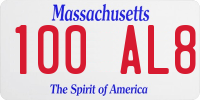 MA license plate 100AL8