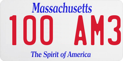 MA license plate 100AM3