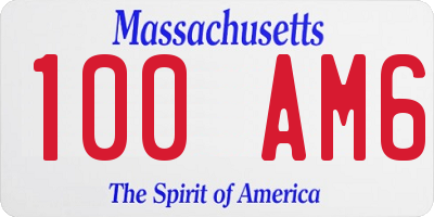 MA license plate 100AM6