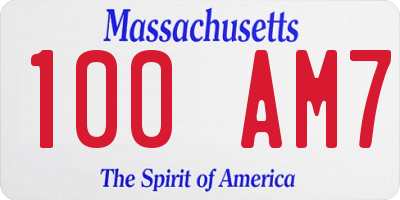 MA license plate 100AM7