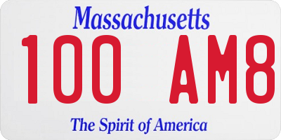 MA license plate 100AM8