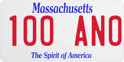 MA license plate 100AN0