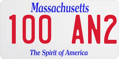 MA license plate 100AN2