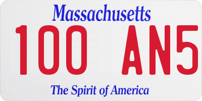 MA license plate 100AN5