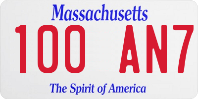 MA license plate 100AN7