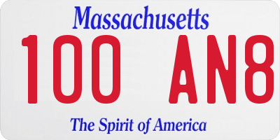 MA license plate 100AN8