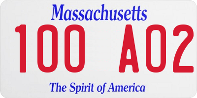 MA license plate 100AO2