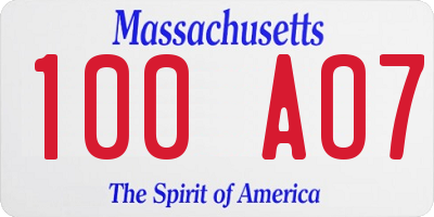 MA license plate 100AO7