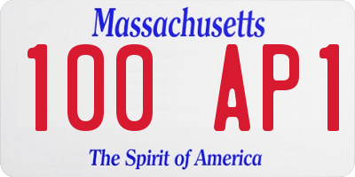 MA license plate 100AP1