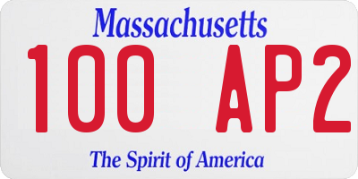 MA license plate 100AP2