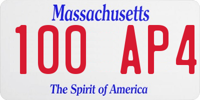 MA license plate 100AP4