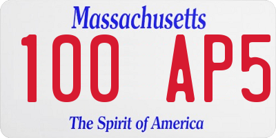 MA license plate 100AP5