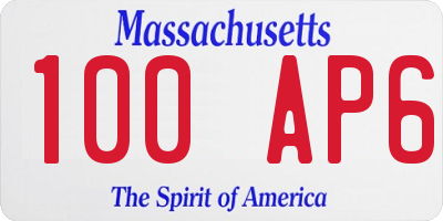 MA license plate 100AP6