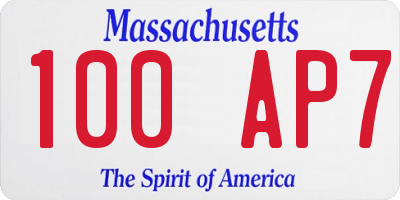 MA license plate 100AP7