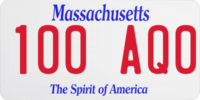 MA license plate 100AQ0